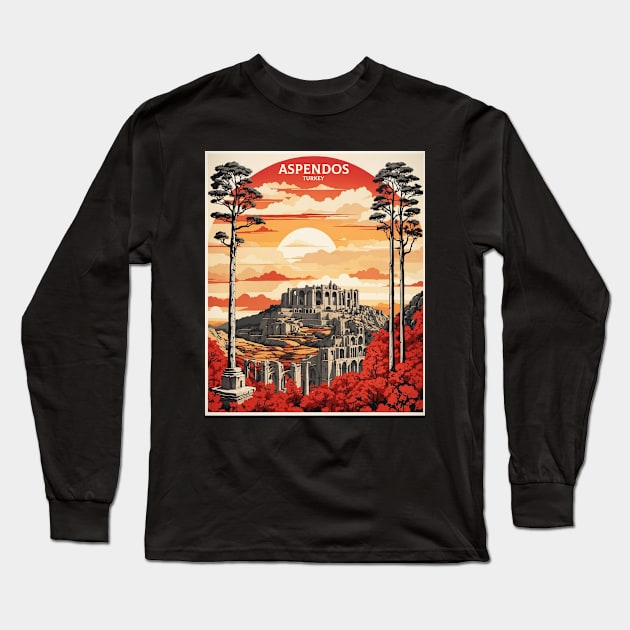 Aspendos Turkey Vintage Retro Travel Tourism Long Sleeve T-Shirt by TravelersGems